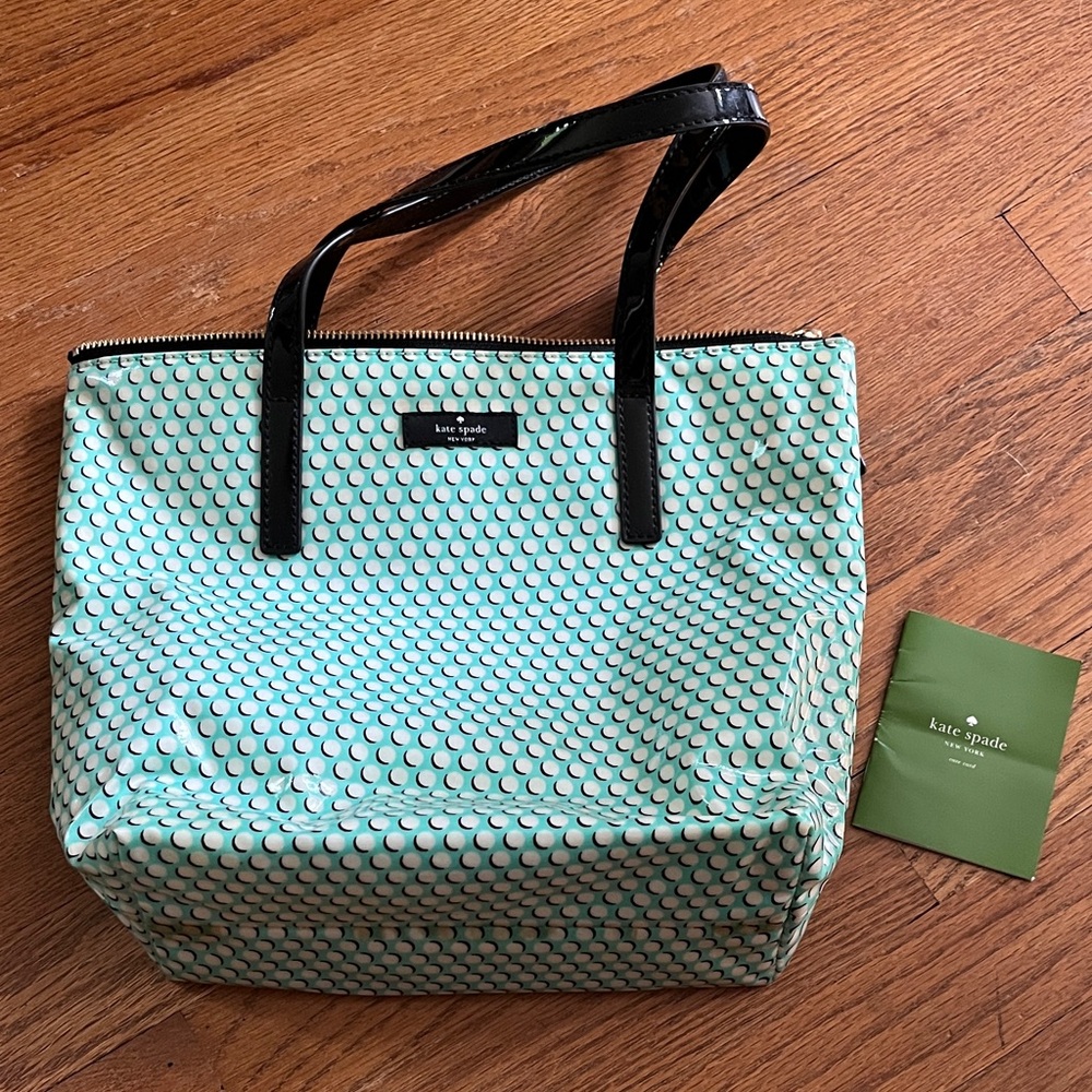 Kate Spade Vintage Teal, Black and White Dot Tote
